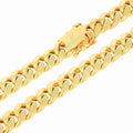 14K Real Yellow Gold Miami Cuban Link 7.5Mm Chain Necklace (16"-30") Italian Jewelry for Men & Women